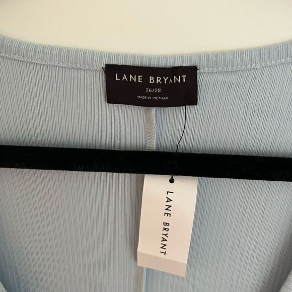 Lane Bryant Short Sleeve Wrap Top Blouse Drapy V Neck Pastel Blue 26 / 28 - Picture 4 of 8